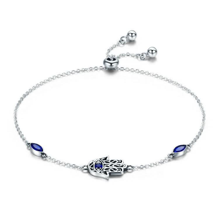 SCB076 Simple 925 Silver Bracelet With Diamonds Palm Retractable Ladies Bracelet Reluova