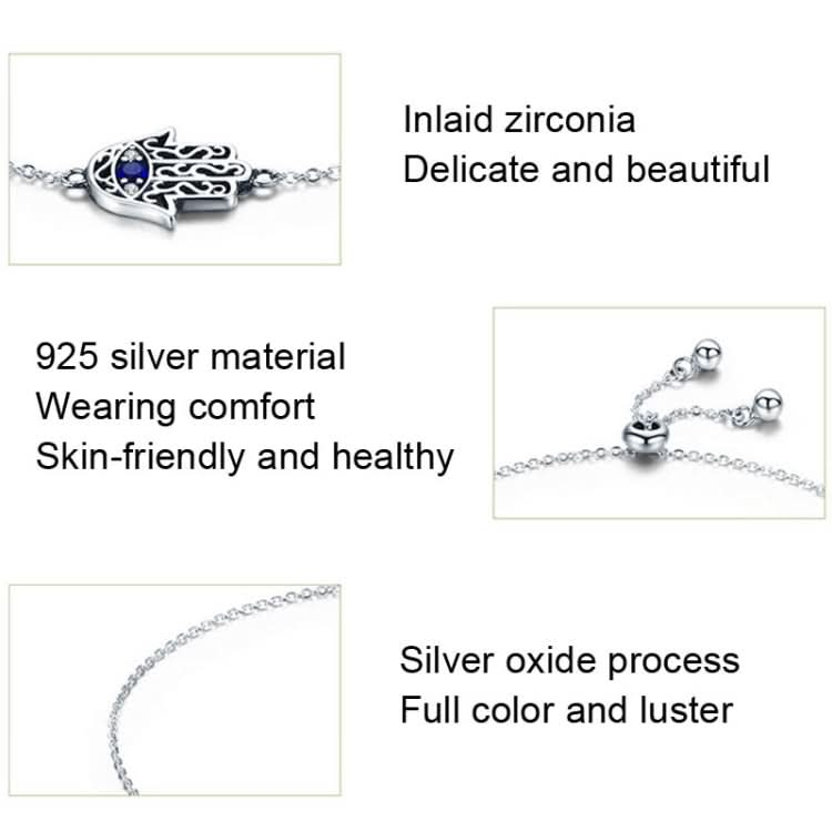 SCB076 Simple 925 Silver Bracelet With Diamonds Palm Retractable Ladies Bracelet Reluova