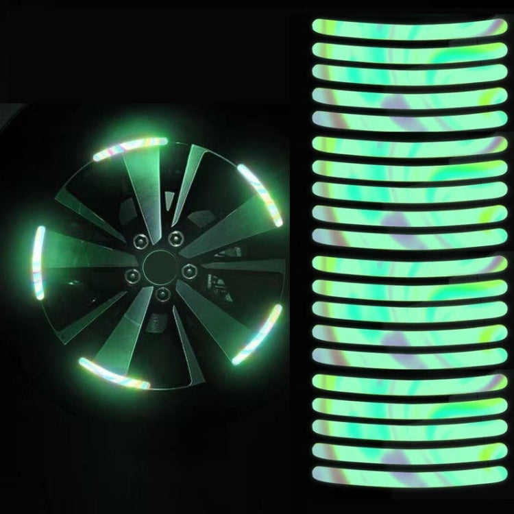 20pcs /Set Car Rainbow Wheel Hub Reflective Stickers Tire Luminous Warning Decoration, Color: Rainbow-Reluova