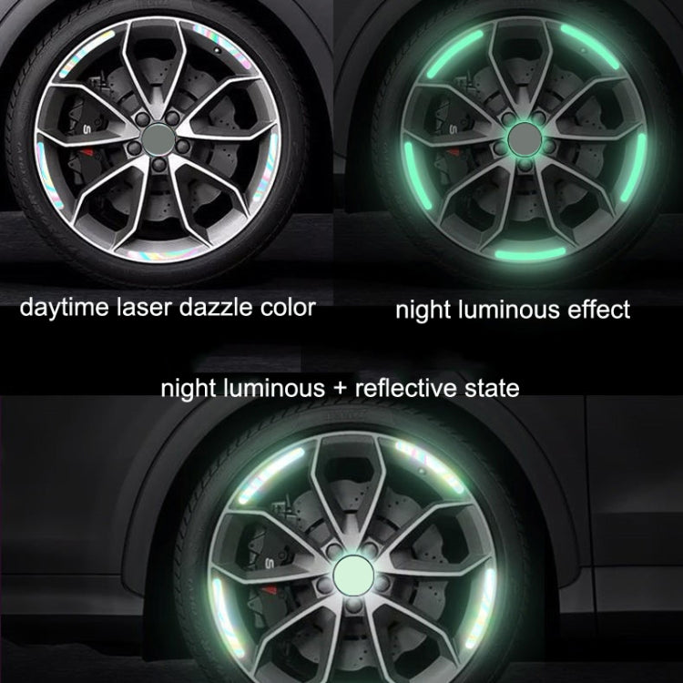 20pcs /Set Car Rainbow Wheel Hub Reflective Stickers Tire Luminous Warning Decoration, Color: Rainbow-Reluova