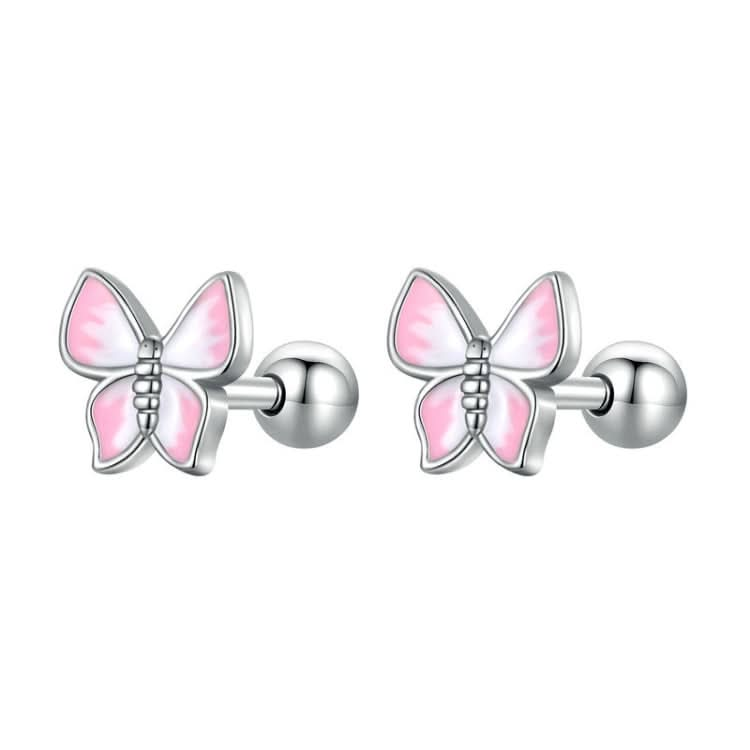 SCE1495 Mini 925 Silver Butterfly Earrings White Gold Plated Earrings Reluova