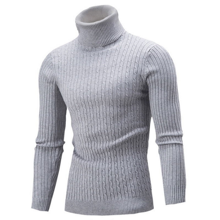 High-Collar Long-Sleeved Men Sweater Casual Thread Knit Clothes, Series 1 Reluova