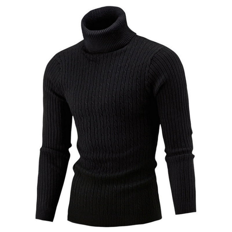 High-Collar Long-Sleeved Men Sweater Casual Thread Knit Clothes, Series 1 Reluova