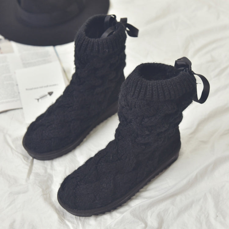 A1 Autumn and Winter Knitted Wool Fleece Thickened Non-slip Boots-Reluova