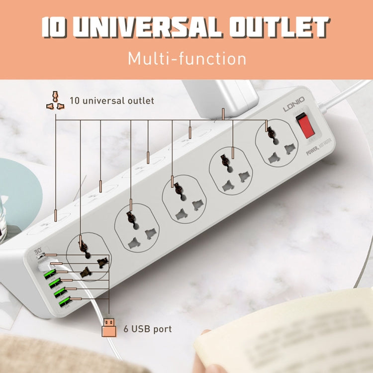 LDNIO SC10610 30W 10+6 Ports Multifunctional Travel Home Office Fast Charging Socket, Spec: