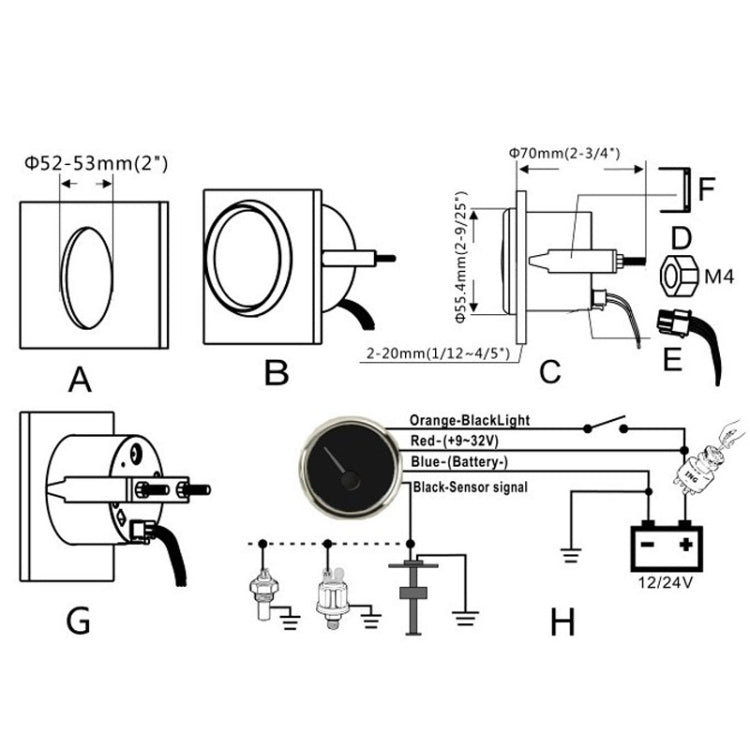 PMW2 DN52mm Car Truck RV Conversion Water Tank Water Level Table