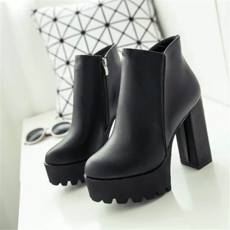 Autumn And Winter Thick And High Heeled Warm Low Boots For Ladies