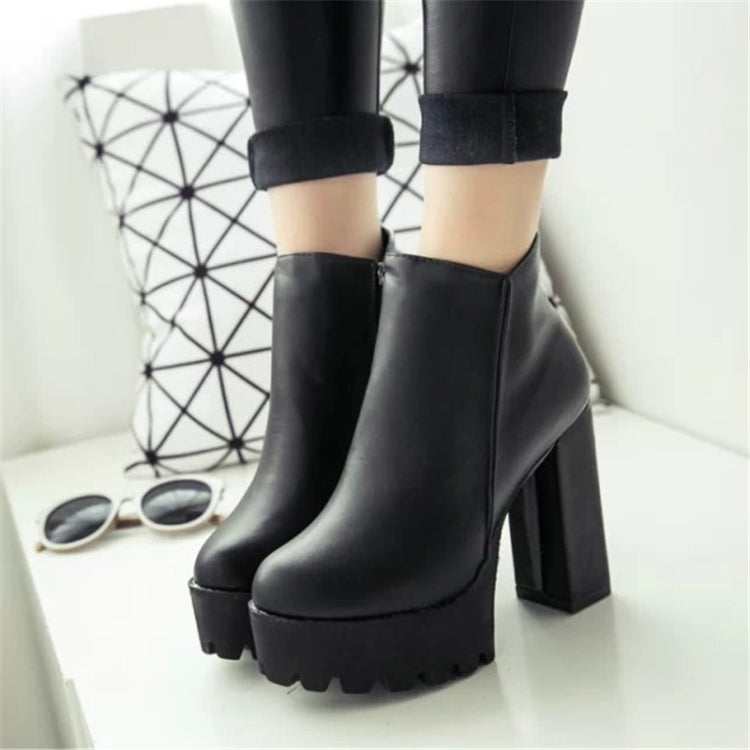 Autumn And Winter Thick And High Heeled Warm Low Boots For Ladies