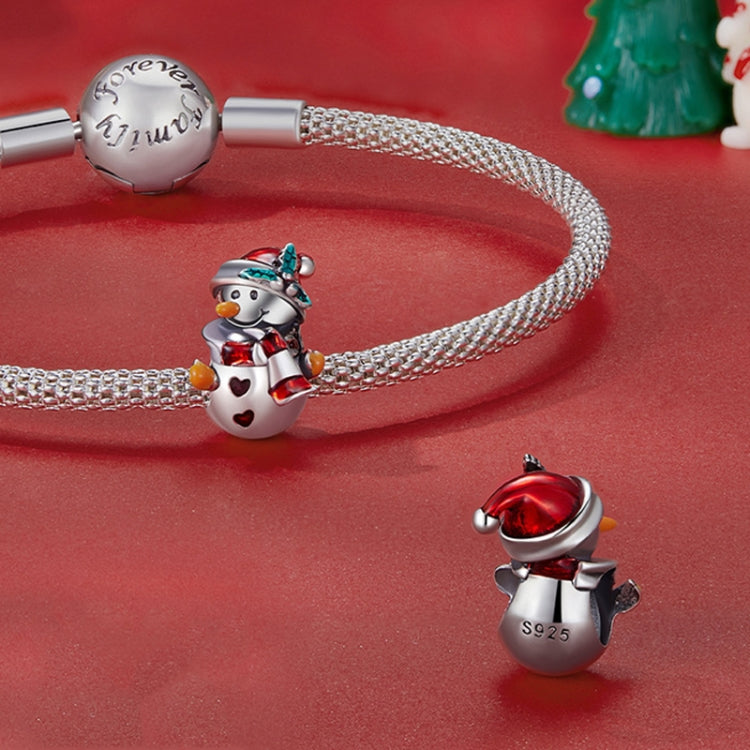 SCC2415 Christmas Snowman Bracelet Beads 925 Silver Beads Accessories