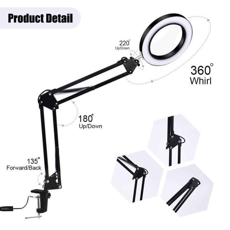 5X Magnifying Glass LED Folding Long Arm Clip Light Eye-protection USB Reading Lamp My Store