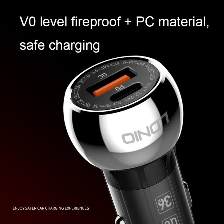 LDNIO C1 36W PD + QC 3.0 Car Fast Charger High Power Intelligent USB Car Charger