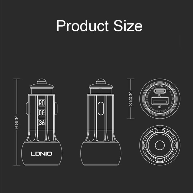 LDNIO C1 36W PD + QC 3.0 Car Fast Charger High Power Intelligent USB Car Charger