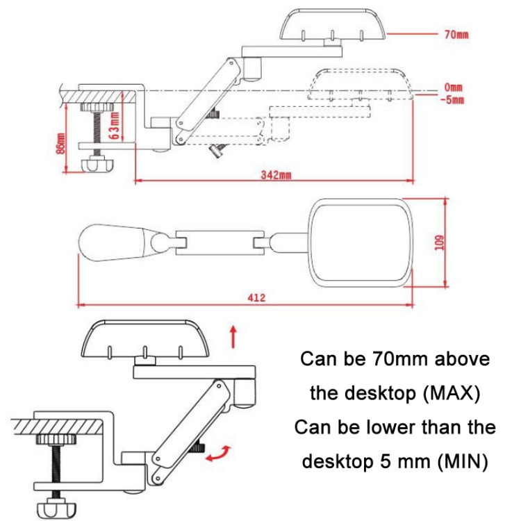 Aluminum Alloy Computer Desk Wrist Brace Arm Bracket My Store