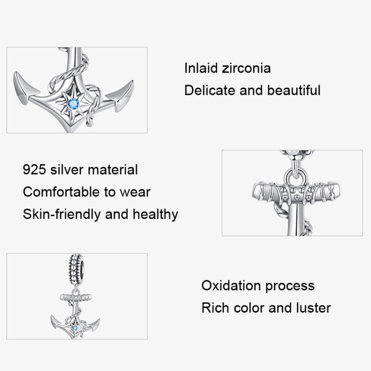 SCC2401 925 Silver Anchor Pendant Beads DIY Bracelet Beads