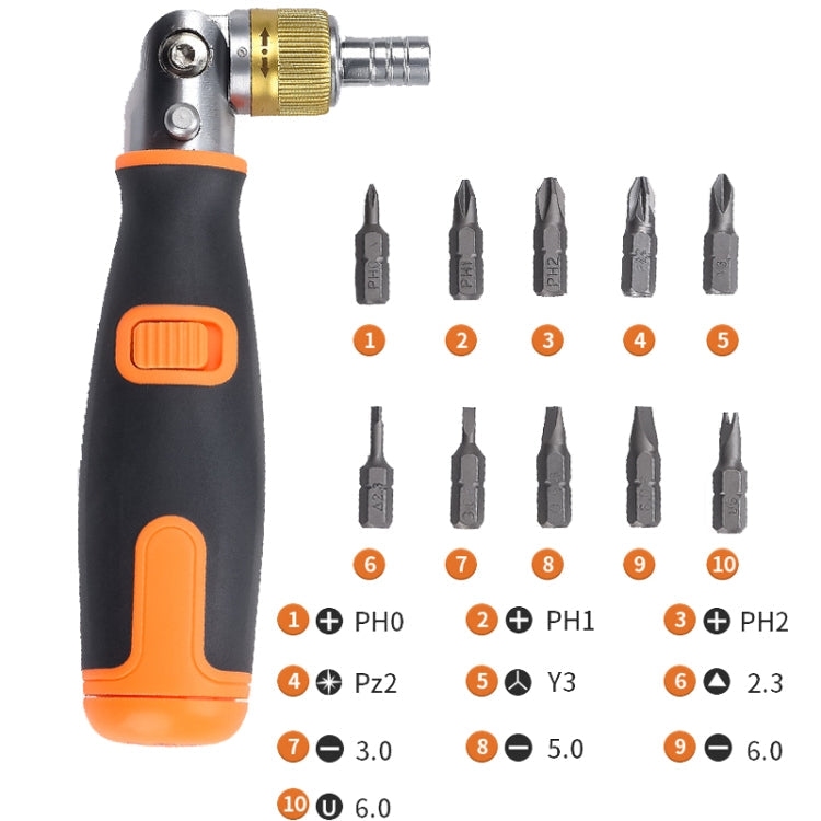 2050C Portable 10 In 1 Hidden Bits Multi-angle Ratchet Corner Screwdriver Set-Reluova