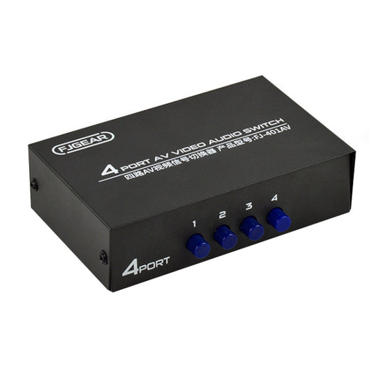 FJGEAR FJ-401AV Lotus Head Interface 4-way AV Audio and Video Switcher