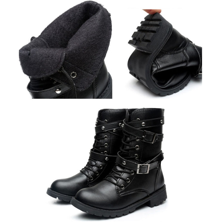 Female Martin Boots Riveted Belt Buckle Flat Bottom Boots