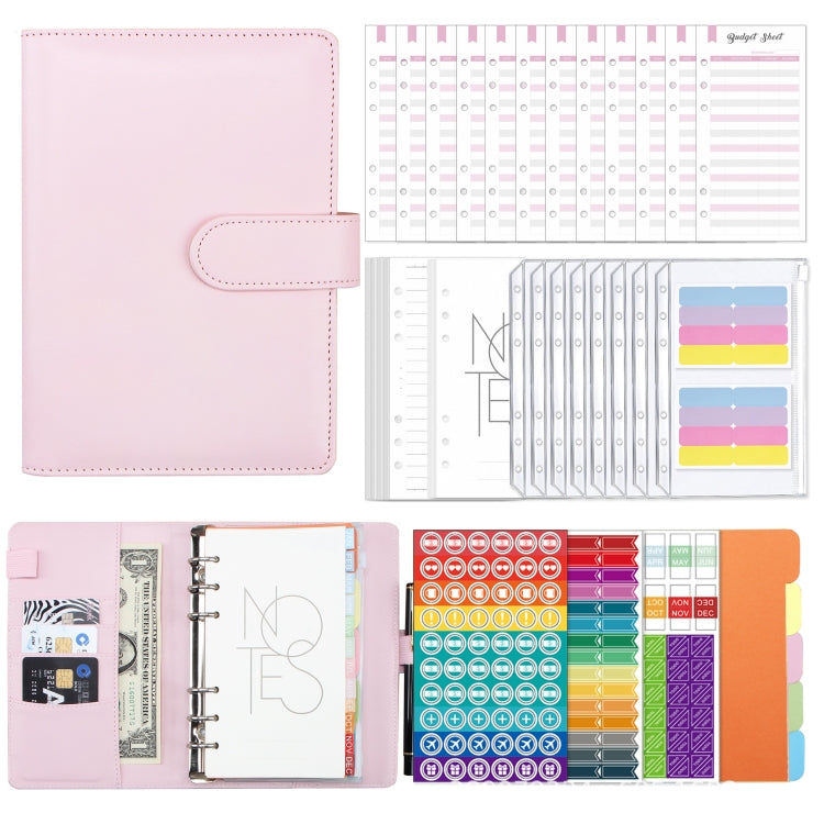 A6 Macaron PU Leather Loose-leaf Notebook Cash Budget Handbook