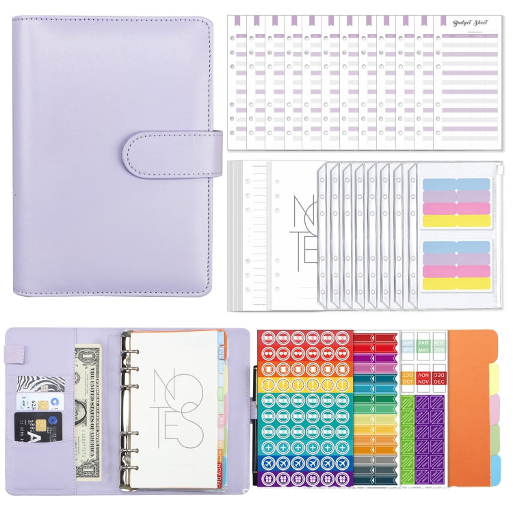 A6 Macaron PU Leather Loose-leaf Notebook Cash Budget Handbook