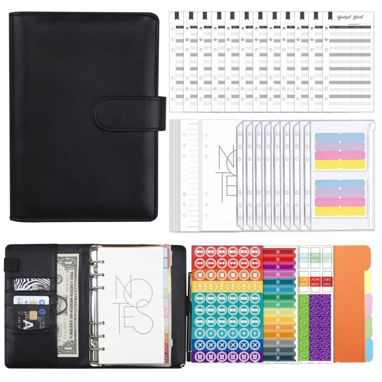 A6 Macaron PU Leather Loose-leaf Notebook Cash Budget Handbook