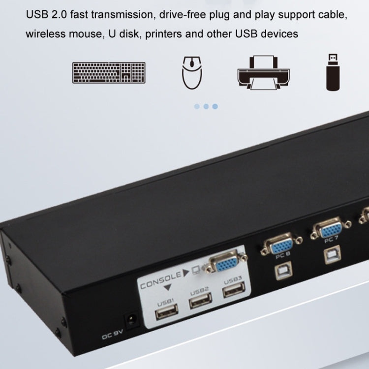 FJGEAR FJ-810UK 8 In 1 Out Computer Host VGA To KVM Switcher With Desktop Switch, EU Plug My Store