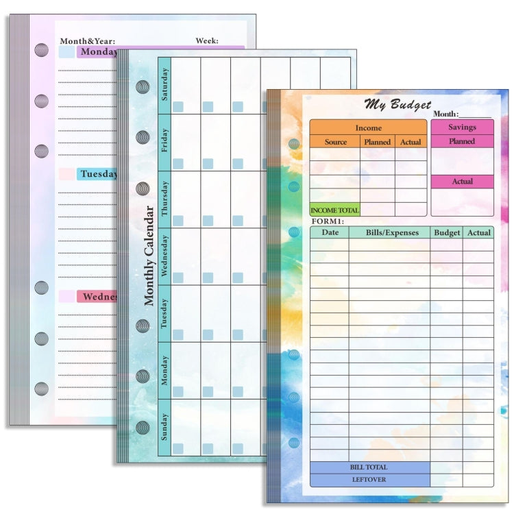 A6 6 Hole Budget Book Loose-leaf Replacement Core Handbook Insert,Spec:-Reluova