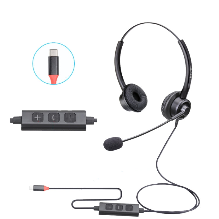 VT200D Double Ears Telephone Headset Operator Headset With Mic,Spec: Reluova