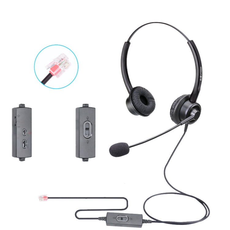 VT200D Double Ears Telephone Headset Operator Headset With Mic,Spec: Reluova