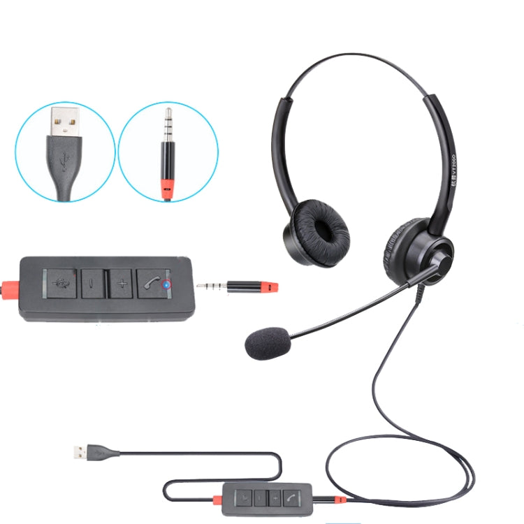 VT200D Double Ears Telephone Headset Operator Headset With Mic,Spec: Reluova