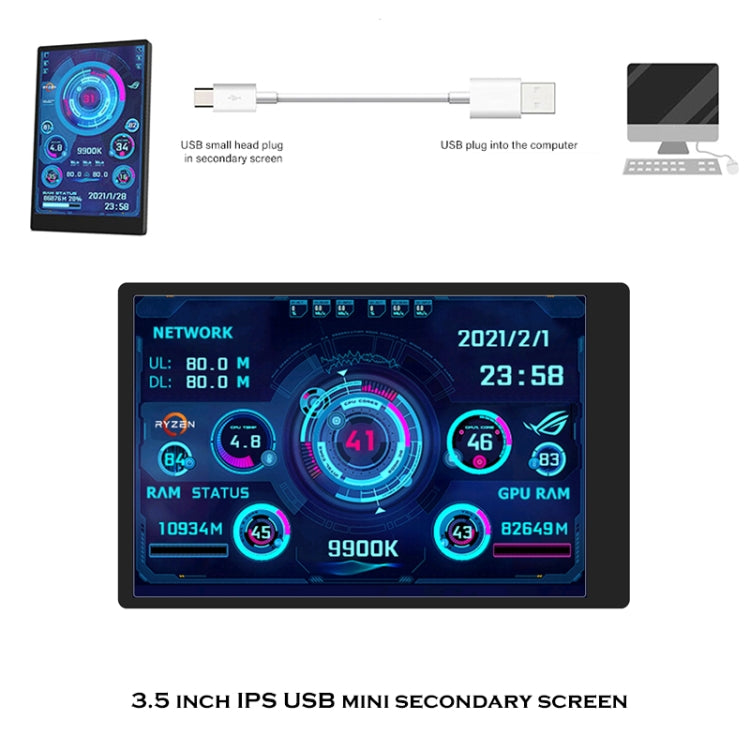 3.5 InchIPS View All Computer Monitor USB Chassis Vice Screen My Store