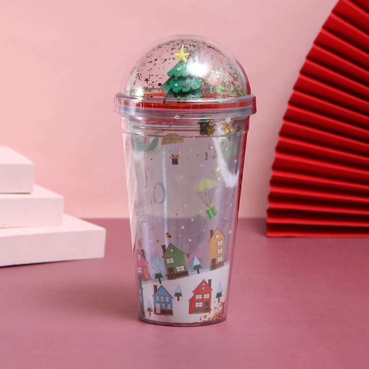 500ml Micro Landscape Plastic Cup Christmas Gift Double Cup-Reluova