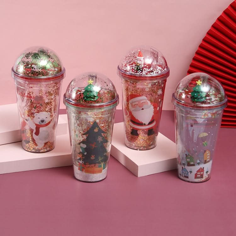 500ml Micro Landscape Plastic Cup Christmas Gift Double Cup-Reluova