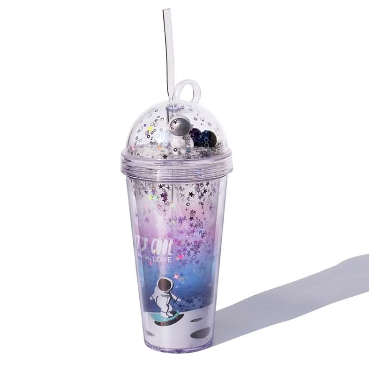 Space Straw Cup Plastic Double Layer Water Cup Reluova