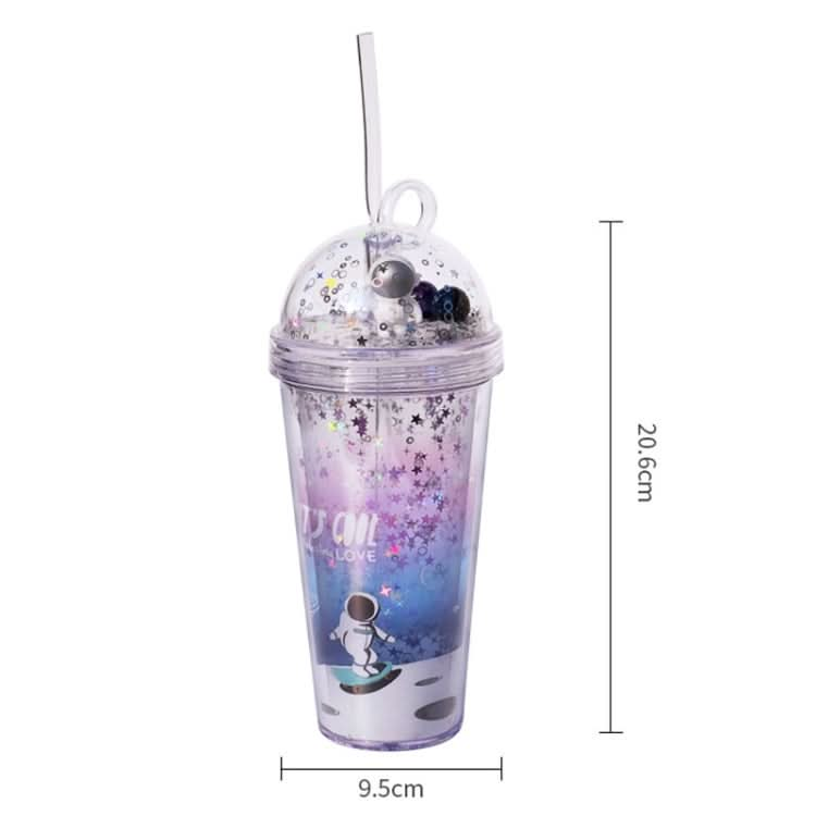 Space Straw Cup Plastic Double Layer Water Cup Reluova