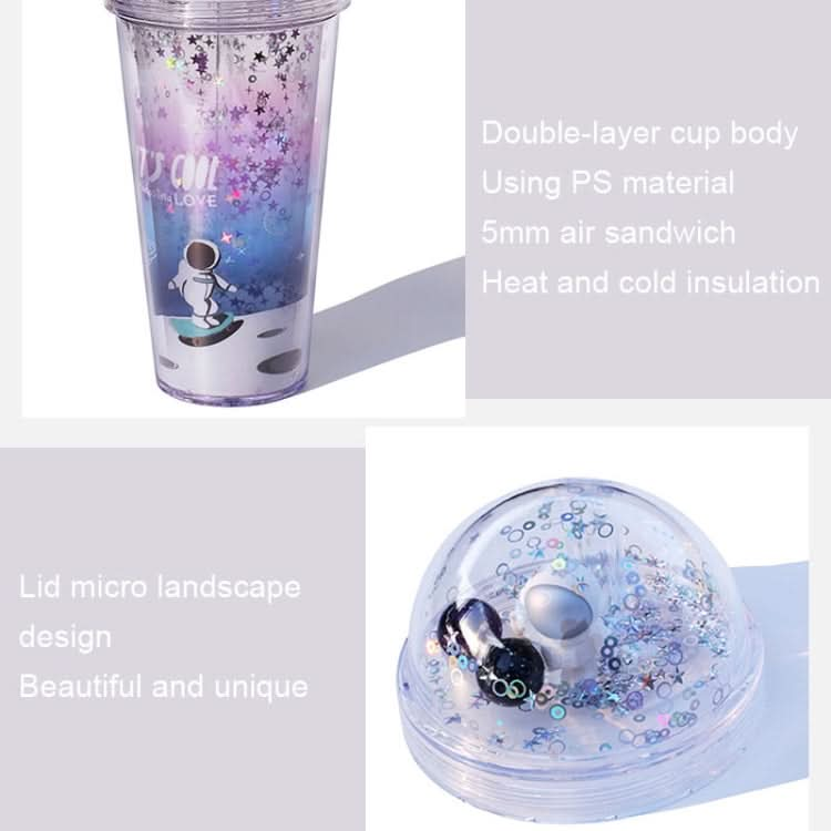 Space Straw Cup Plastic Double Layer Water Cup Reluova