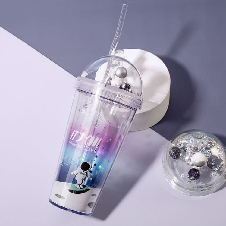 Space Straw Cup Plastic Double Layer Water Cup Reluova