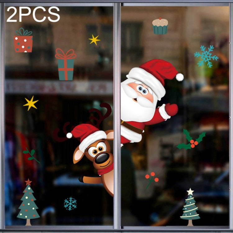 2PCS AD9109 Cartoon Christmas Decoration Bedroom Window Decoration Stickers, Size: