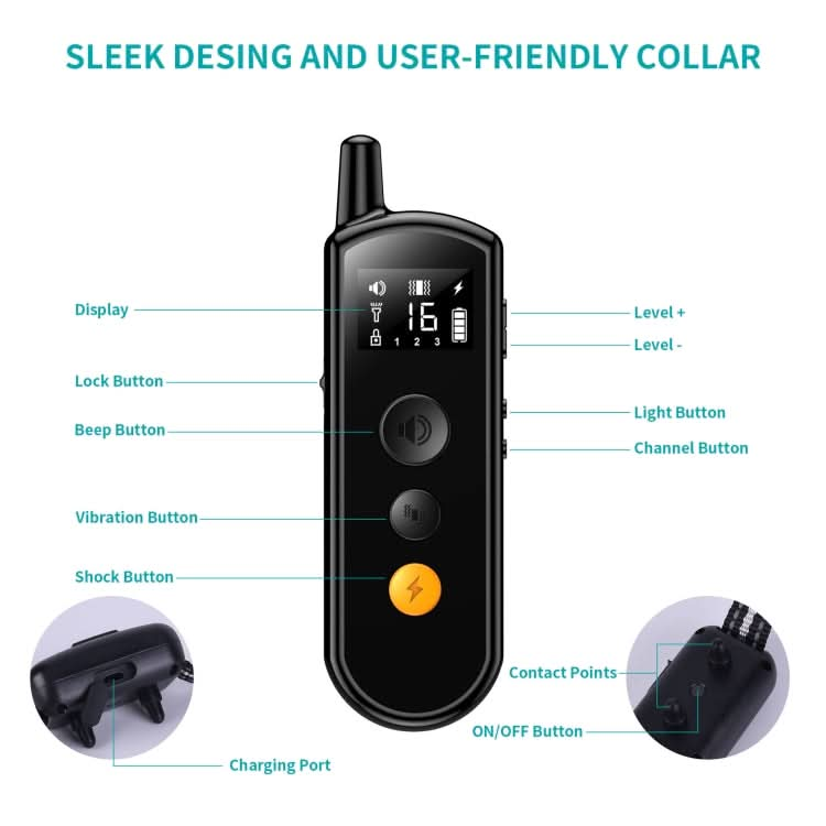 Remote Dog Trainer Rechargeable Waterproof Pet Electric Shock Collar - Reluova