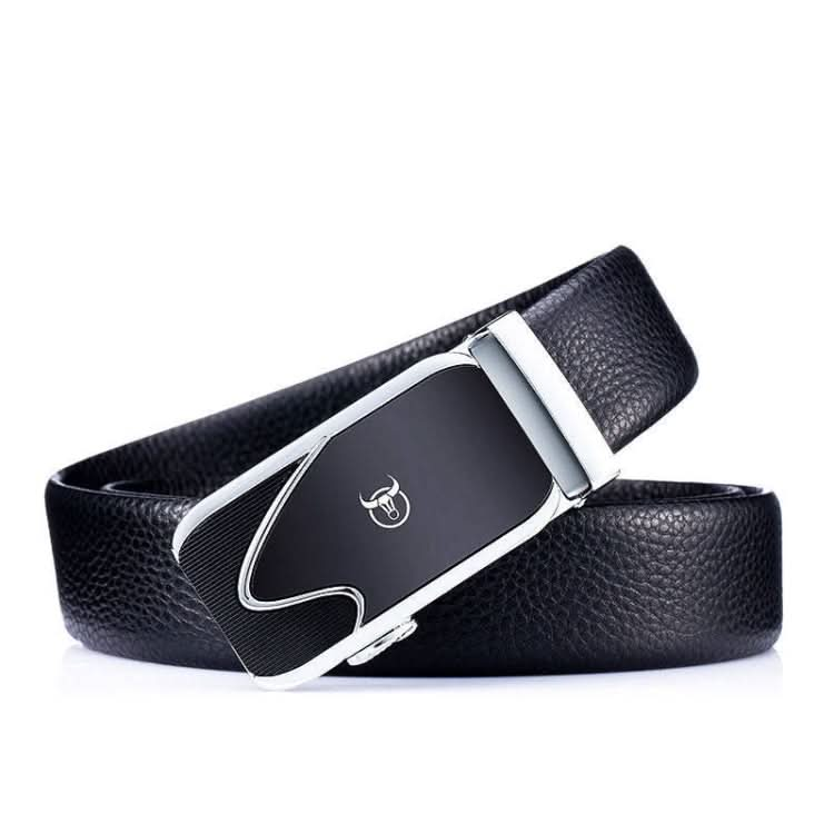 BULL CAPTAIN 02 Automatic Buckle Thickened Soft Cowhide Belt Business Men Belt, Length: Reluova