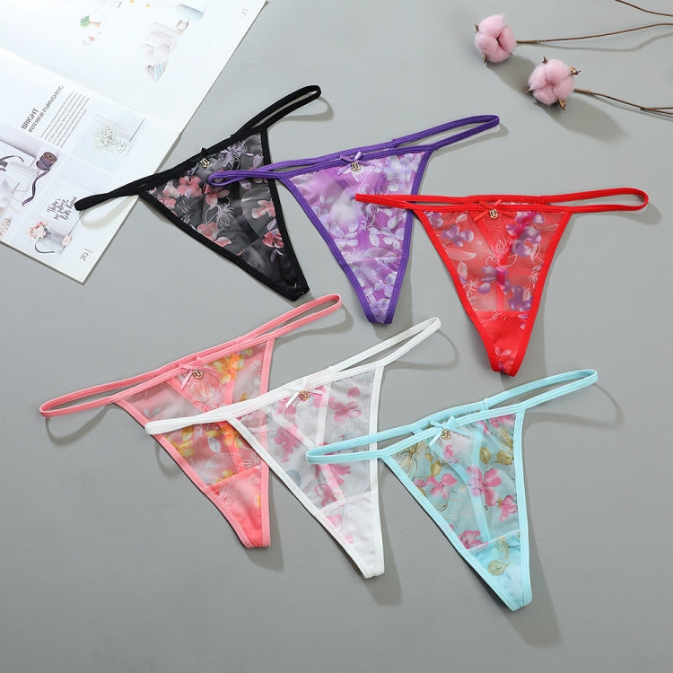 661 Mesh Thong Women Printed Sexy Low Waist Panties