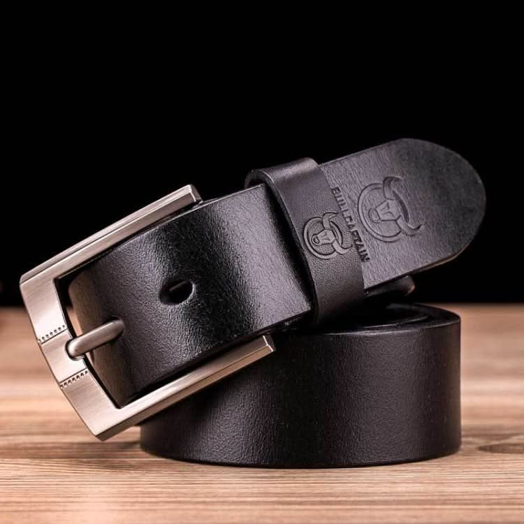 BULL CAPTAIN 01 Pin Buckle Thickened Cowhide Wear-Resistant Belt, Length: Reluova