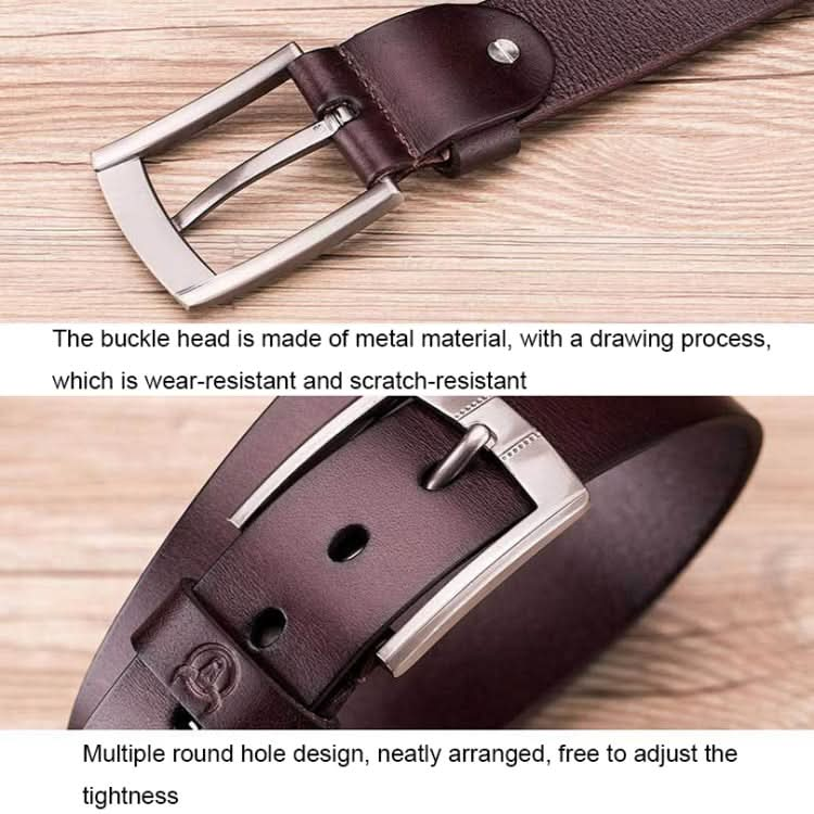 BULL CAPTAIN 01 Pin Buckle Thickened Cowhide Wear-Resistant Belt, Length: Reluova