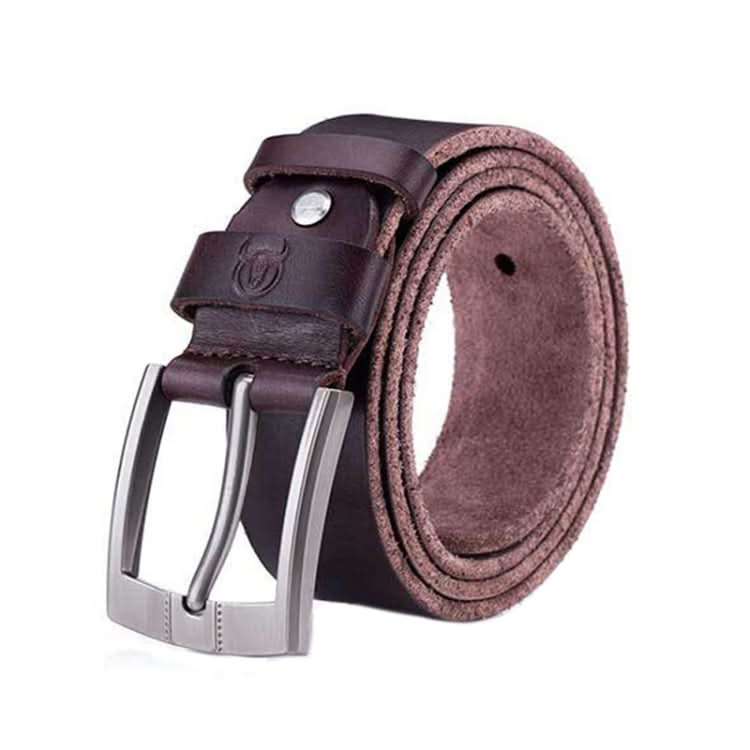 BULL CAPTAIN 01 Pin Buckle Thickened Cowhide Wear-Resistant Belt, Length: Reluova