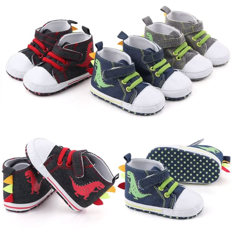 D2399 High Top Canvas Cartoon Dinosaur Small Wave Shoes Cloth Soles Walking Shoes Reluova