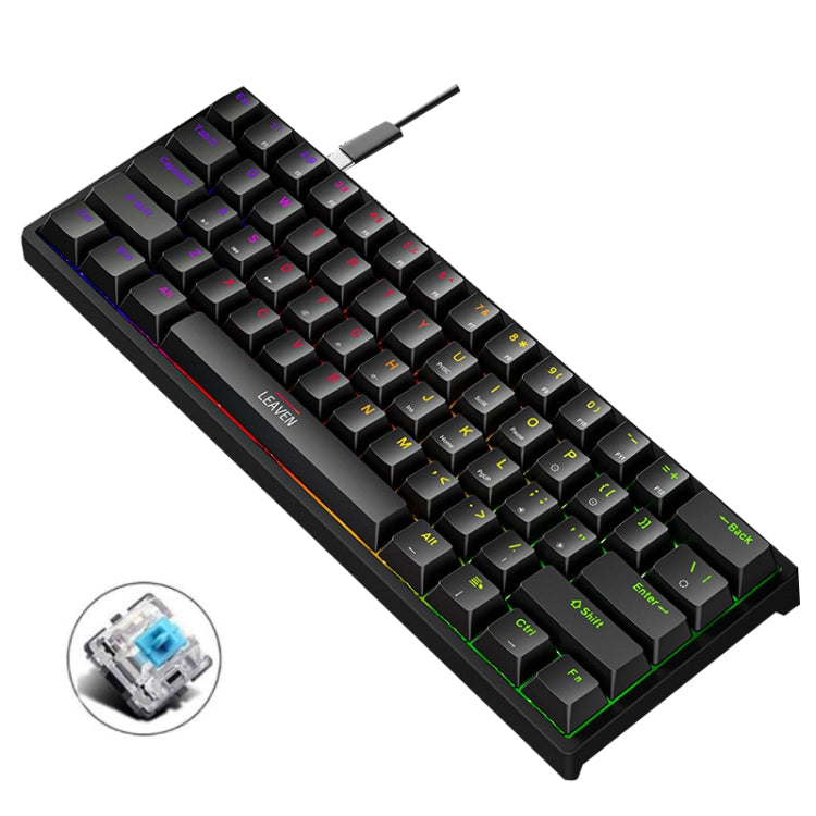 LEAVEN K620 61 Keys Hot Plug-in Glowing Game Wired Mechanical Keyboard, Cable Length: 1.8m My Store