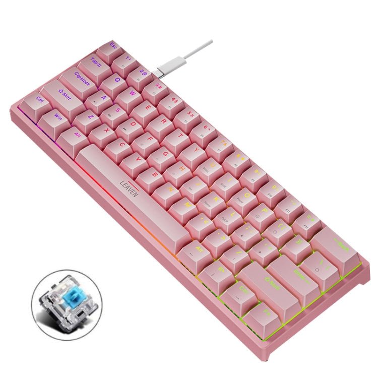 LEAVEN K620 61 Keys Hot Plug-in Glowing Game Wired Mechanical Keyboard, Cable Length: 1.8m My Store