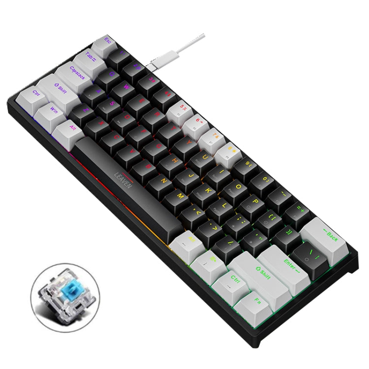 LEAVEN K620 61 Keys Hot Plug-in Glowing Game Wired Mechanical Keyboard, Cable Length: 1.8m My Store