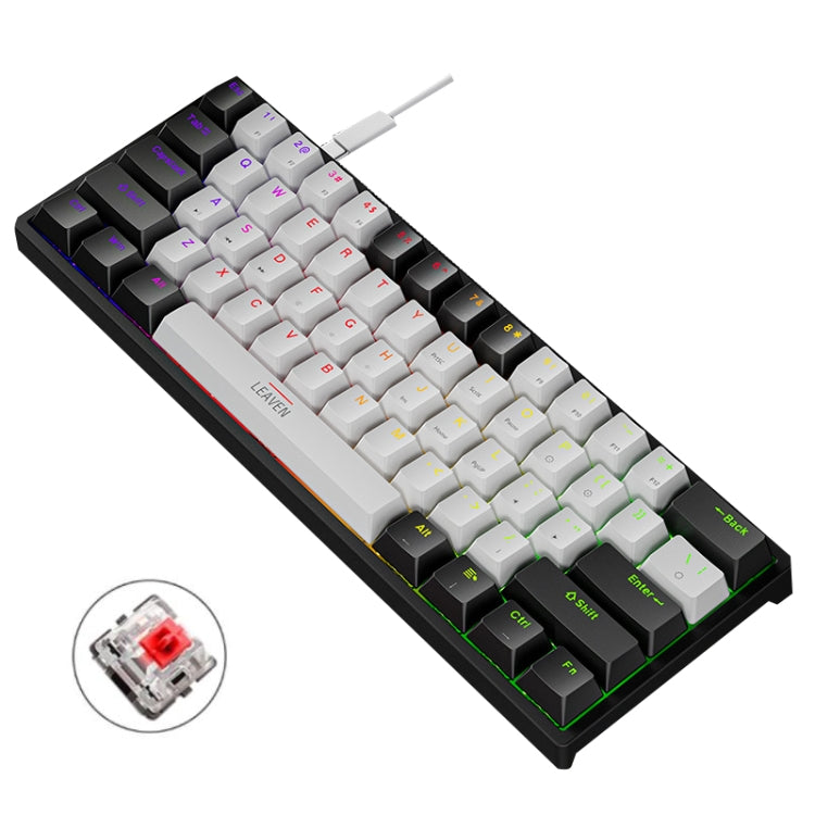 LEAVEN K620 61 Keys Hot Plug-in Glowing Game Wired Mechanical Keyboard, Cable Length: 1.8m My Store