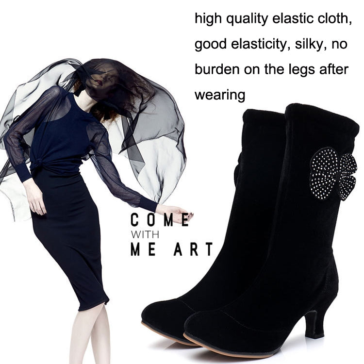 Autumn/Winter Latin Dance Shoes With Soft Velvet-Soled Mid-Heel Ankle Boots Reluova