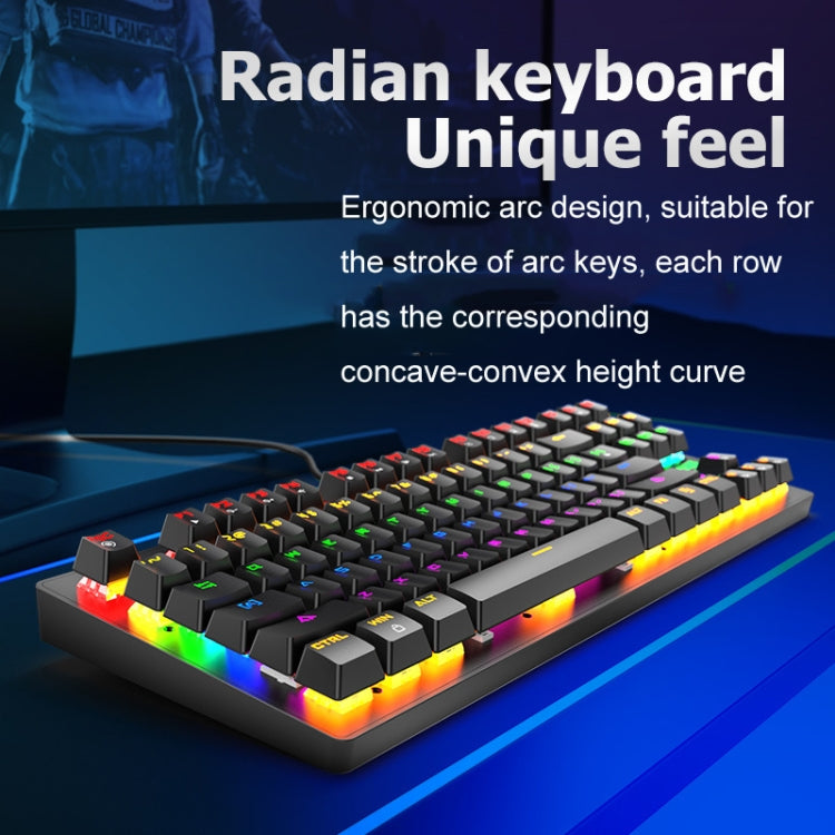 ZIYOULANG K2 87 Keys Office Laptop Punk Glowing Mechanical Wired Keyboard, Cable Length: 1.5m My Store